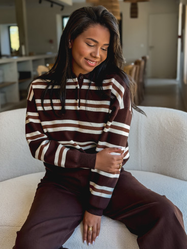 Pull ligné Albane - Chocolat Pull ligné Albane - Chocolat