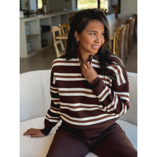 Pull ligné Albane - Chocolat