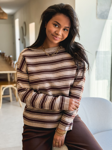 Pull ligné Valia - Chocolat