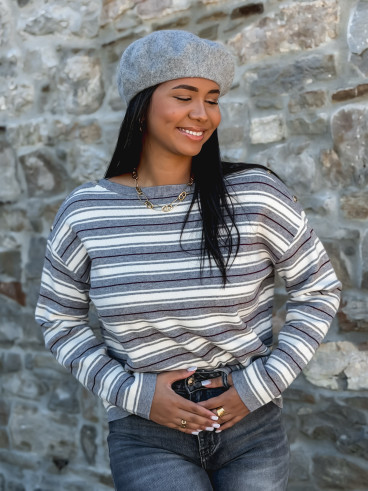 Pull ligné Valia - Gris