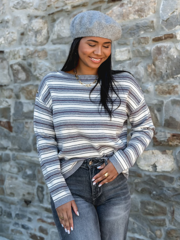 Pull ligné Valia - Gris