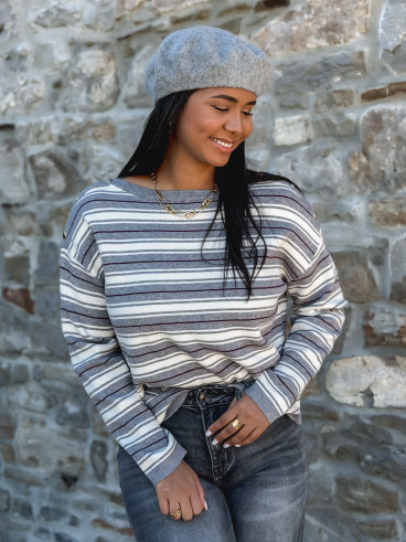Pull ligné Valia - Gris
