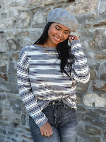 Pull ligné Valia - Gris