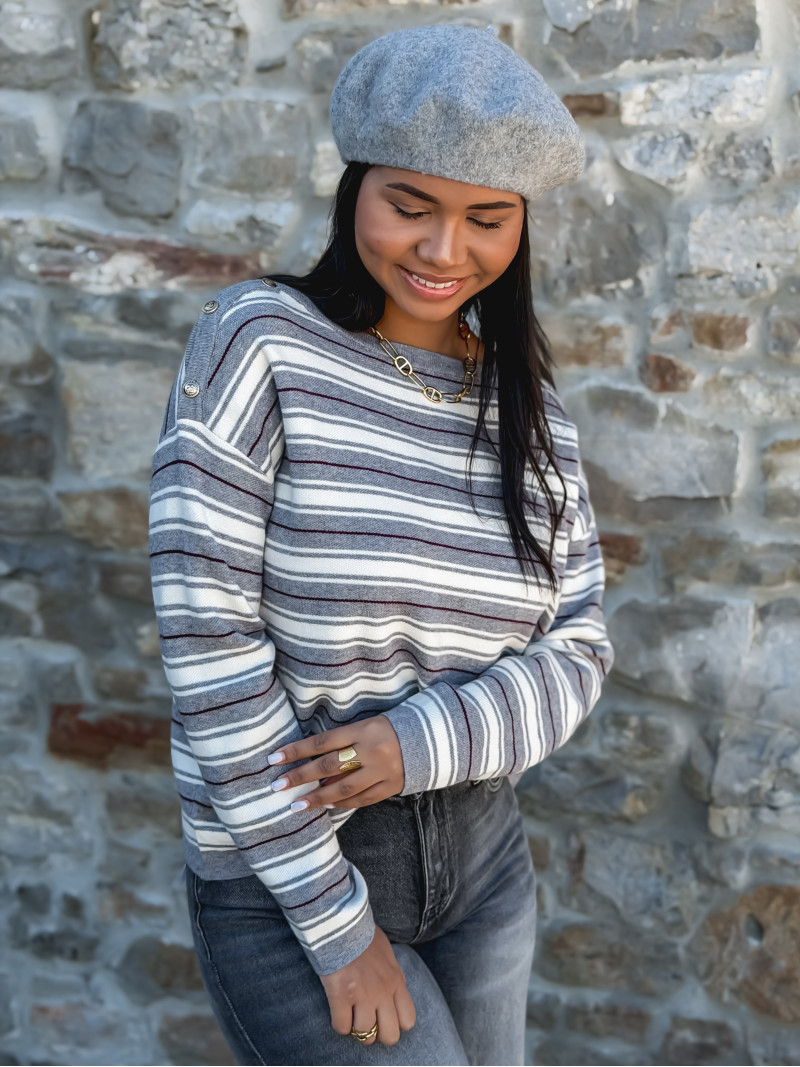 Pull ligné Valia - Gris