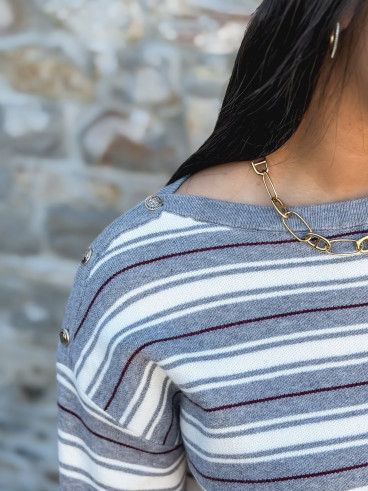 Pull ligné Valia - Gris