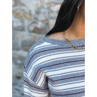 Pull ligné Valia - Gris