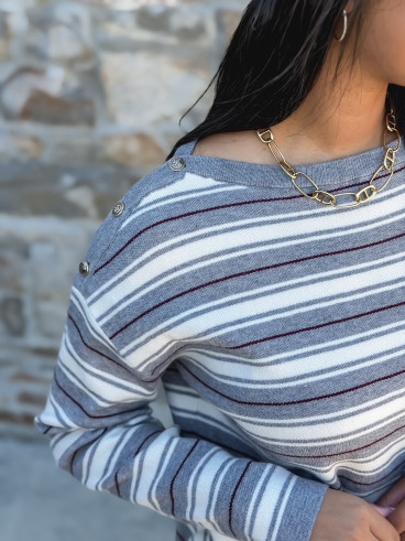 Pull ligné Valia - Gris