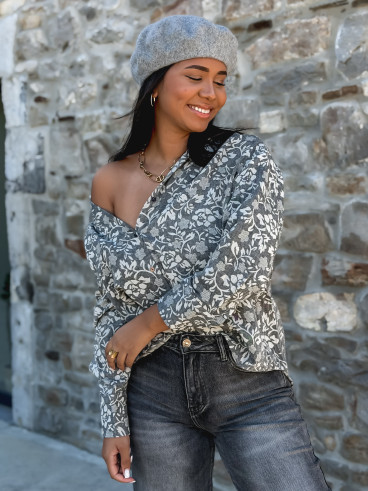 Chemise à motifs Roséliane - Gris