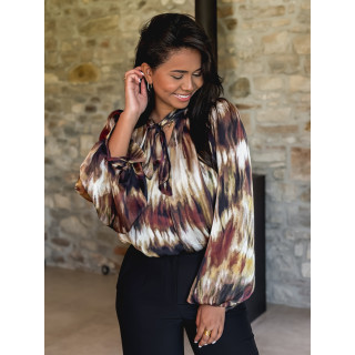 Blouse à motif Erika - Marron/Noir