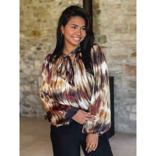 Blouse à motif Erika - Marron/Noir