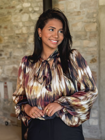 Blouse à motif Erika - Marron/Noir Blouse à motif Erika - Marron/Noir