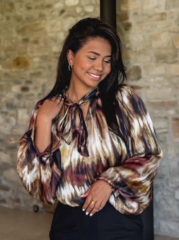 Blouse à motif Erika - Marron/Noir Blouse à motif Erika - Marron/Noir