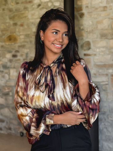 Blouse à motif Erika - Marron/Noir Blouse à motif Erika - Marron/Noir
