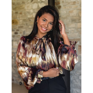 Blouse à motif Erika - Marron/Noir