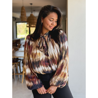 Blouse à motif Erika - Marron/Noir