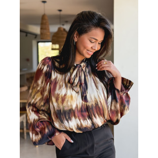 Blouse à motif Erika - Marron/Noir