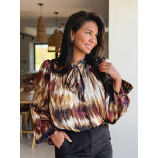 Blouse à motif Erika - Marron/Noir