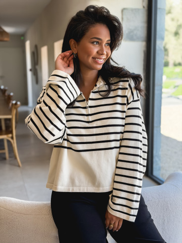 Pull ligné Elvyna - Ecru