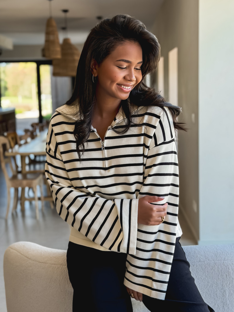 Pull ligné Elvyna - Ecru