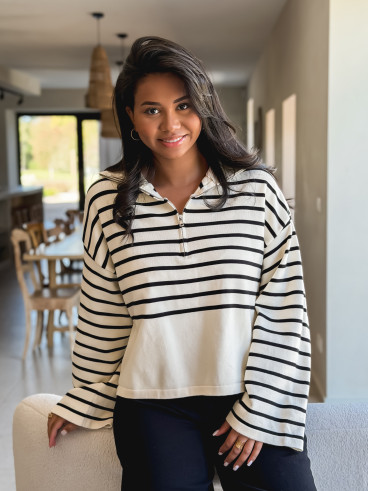 Pull ligné Elvyna - Ecru