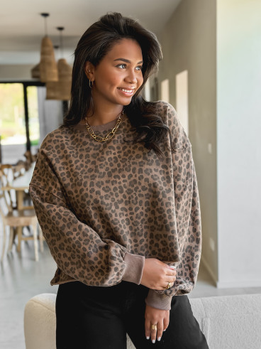 Pull léopard Erina - Taupe