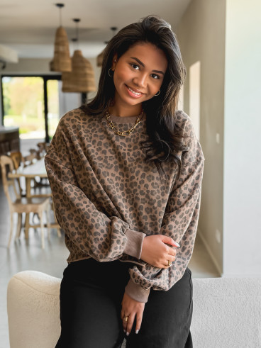 Pull léopard Erina - Taupe