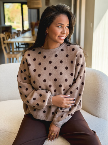 Pull à pois Naolie - Taupe Pull à pois Naolie - Taupe