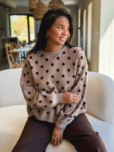 Pull à pois Naolie - Taupe Pull à pois Naolie - Taupe