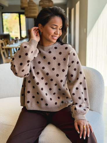 Pull à pois Naolie - Taupe Pull à pois Naolie - Taupe
