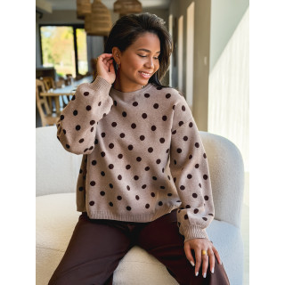 Pull à pois Naolie - Taupe