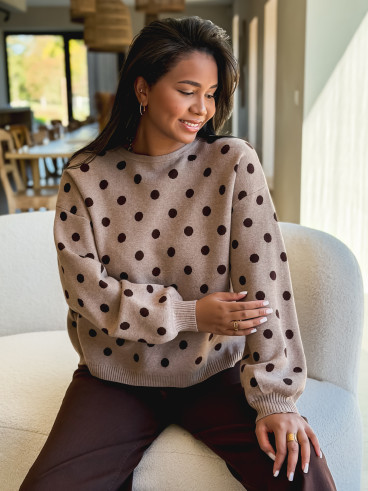Pull à pois Naolie - Taupe Pull à pois Naolie - Taupe