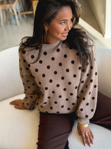 Pull à pois Naolie - Taupe Pull à pois Naolie - Taupe