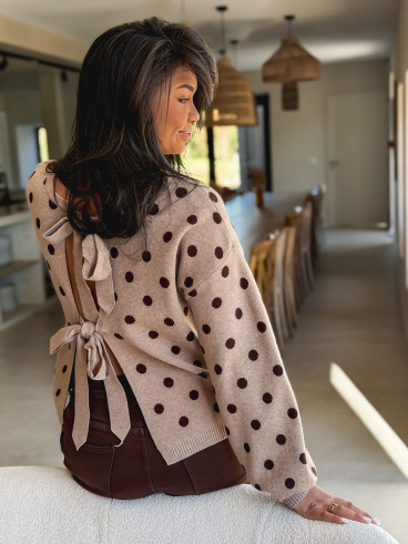 Pull à pois Naolie - Taupe Pull à pois Naolie - Taupe