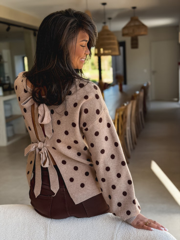 Pull à pois Naolie - Taupe