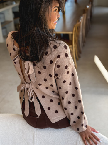 Pull à pois Naolie - Taupe Pull à pois Naolie - Taupe