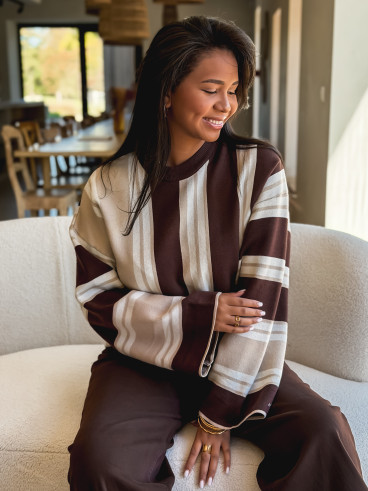 Pull Merline - Beige/Chocolat Pull Merline - Beige/Chocolat