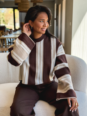 Pull Merline - Beige/Chocolat Pull Merline - Beige/Chocolat