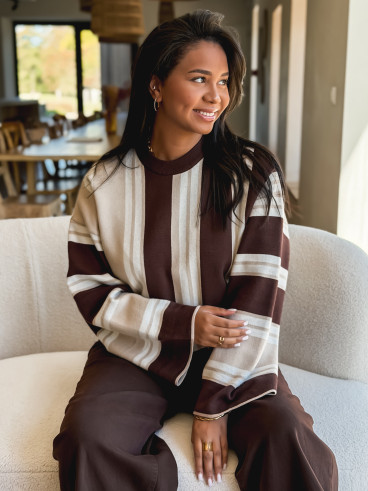 Pull Merline - Beige/Chocolat Pull Merline - Beige/Chocolat