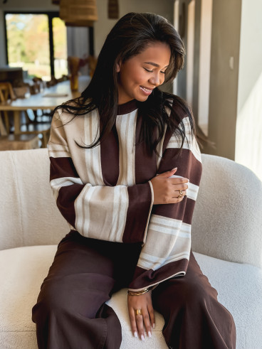 Pull Merline - Beige/Chocolat Pull Merline - Beige/Chocolat