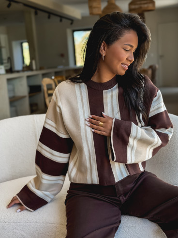 Pull Merline - Beige/Chocolat Pull Merline - Beige/Chocolat