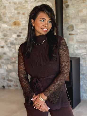 Blouse sans manches Mariam - Chocolat Blouse sans manches Mariam - Chocolat