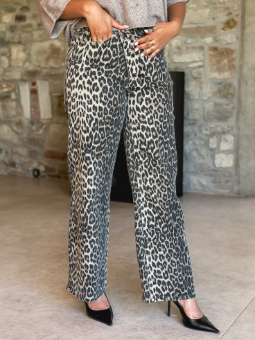 Jeans léopard Noria - Beige