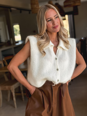 Gilet sans manches Naëlle - Ecru