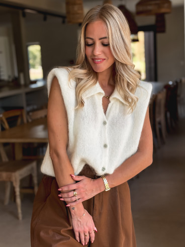 Gilet sans manches Naëlle - Ecru