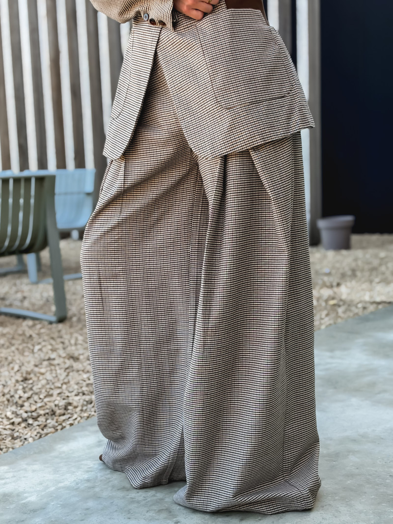 Pantalon à carreaux Marelle - Chocolat