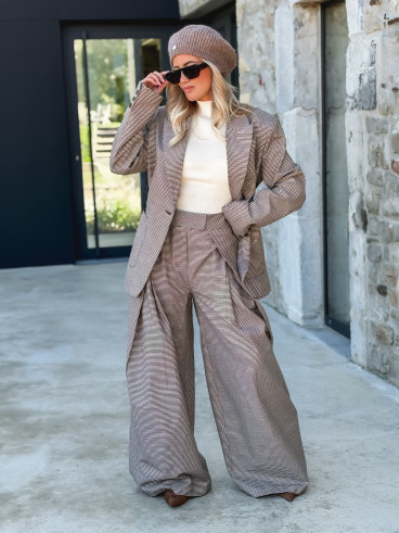 Pantalon à carreaux Marelle - Chocolat