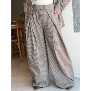 Pantalon à carreaux Marelle - Chocolat