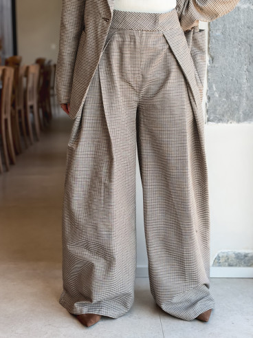 Pantalon à carreaux Marelle - Chocolat