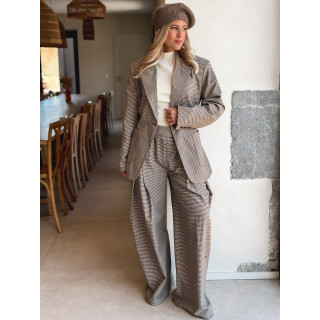 Pantalon à carreaux Marelle - Chocolat