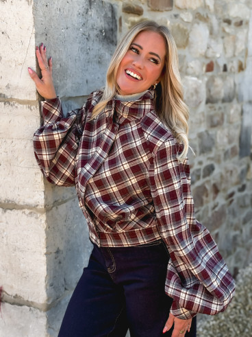Veste à carreaux Julia - Bordeaux/Gris Veste à carreaux Julia - Bordeaux/Gris